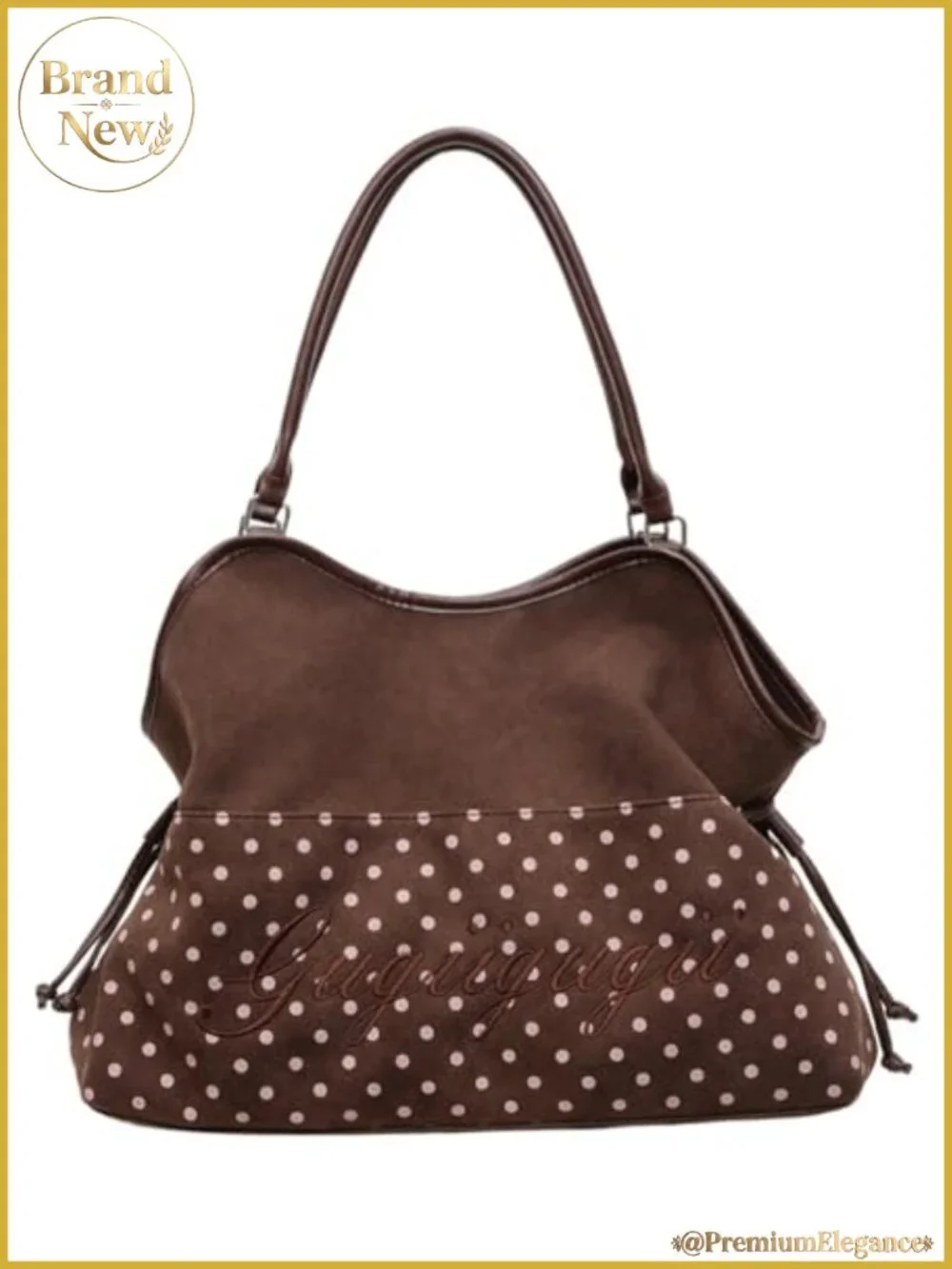 Suede Polka Dot Hobo Bag Y2K Slouchy Tote Purse Women Shoulder Handbag